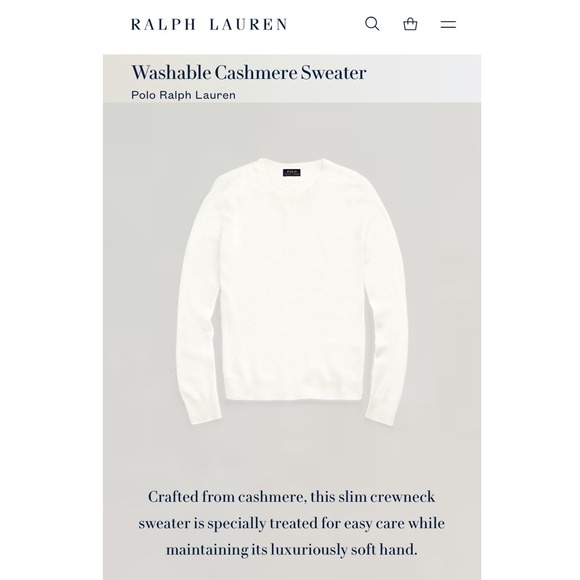 Polo Ralph Lauren Washable Cashmere Sweater Women's XS Cream Slim Crewneck Knit - Picture 5 of 8